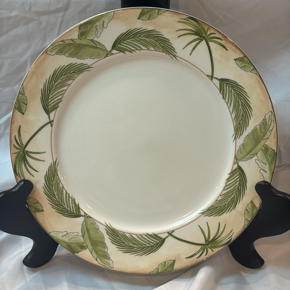 American Atelier ‘Tropical Palm’ Leaf Dinner Plate Set of 6, 5185, Palm Trees - Picture 2 of 6